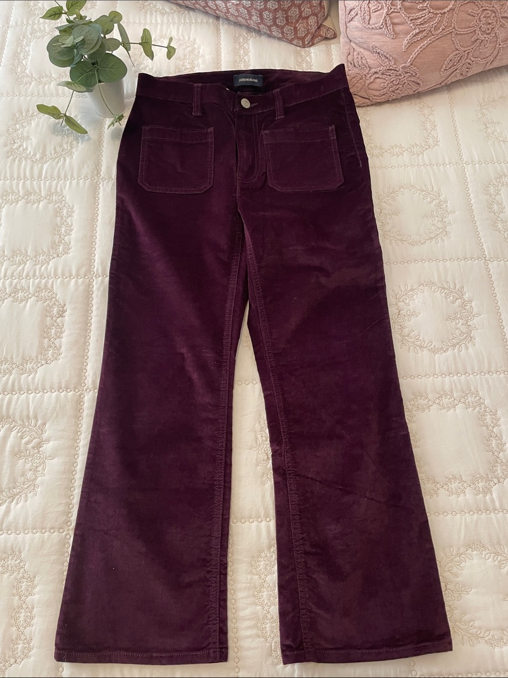 J. Crew Corduroy Wide-Leg Pants in Deep Plum